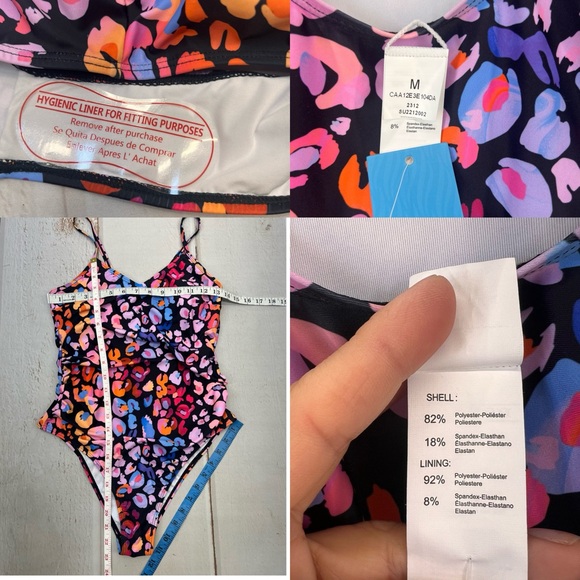 NWT Multicolored Leopard Print O-Ring One Piece Swimsuit M - Picture 15 of 17